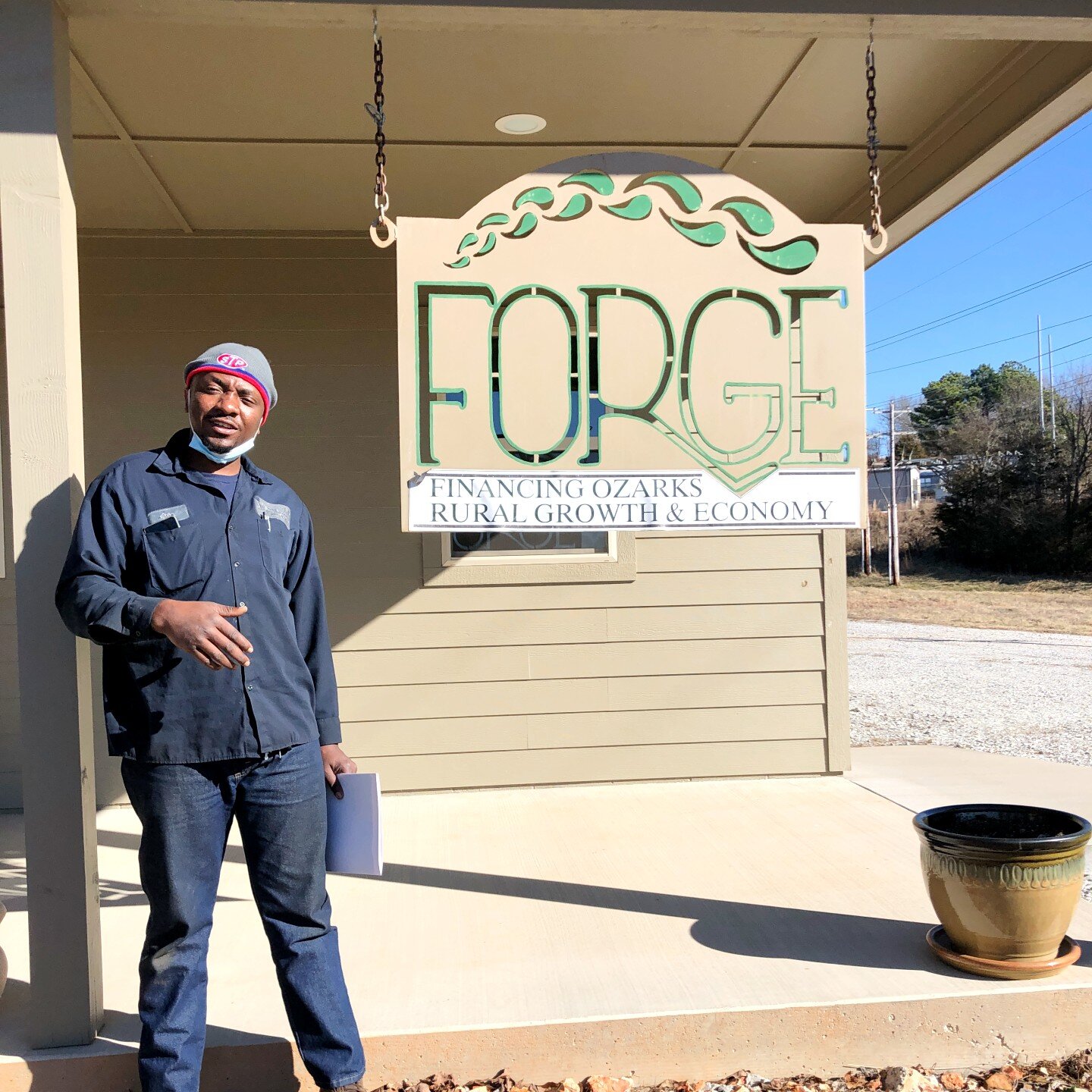 Echa in front of the FORGE office